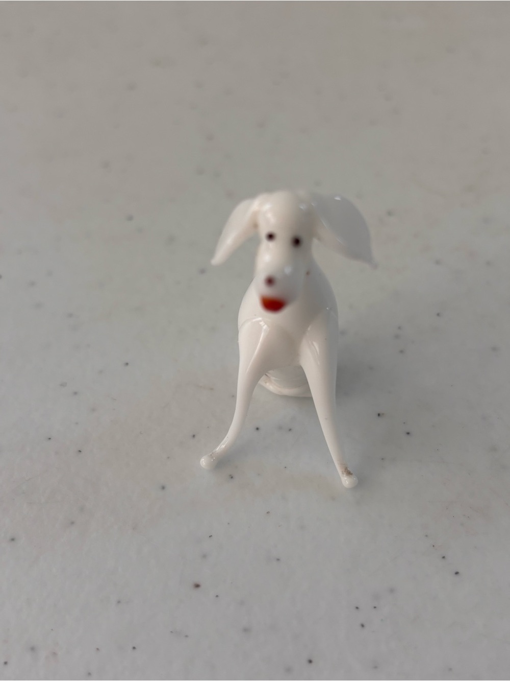 Handblown White Glass Dog Figurine - Decorative Glass Art